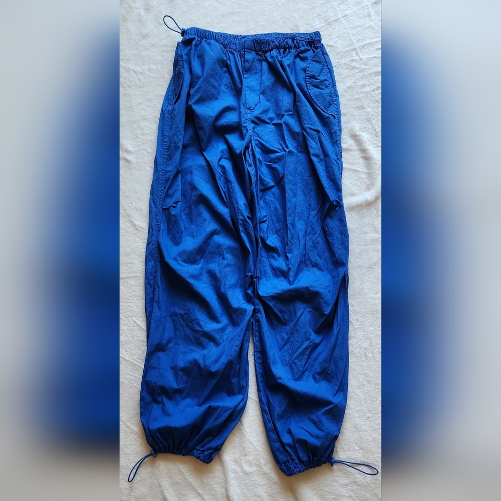 Vibrant Blue Track Pants with Elastic Waistband and Cuffs